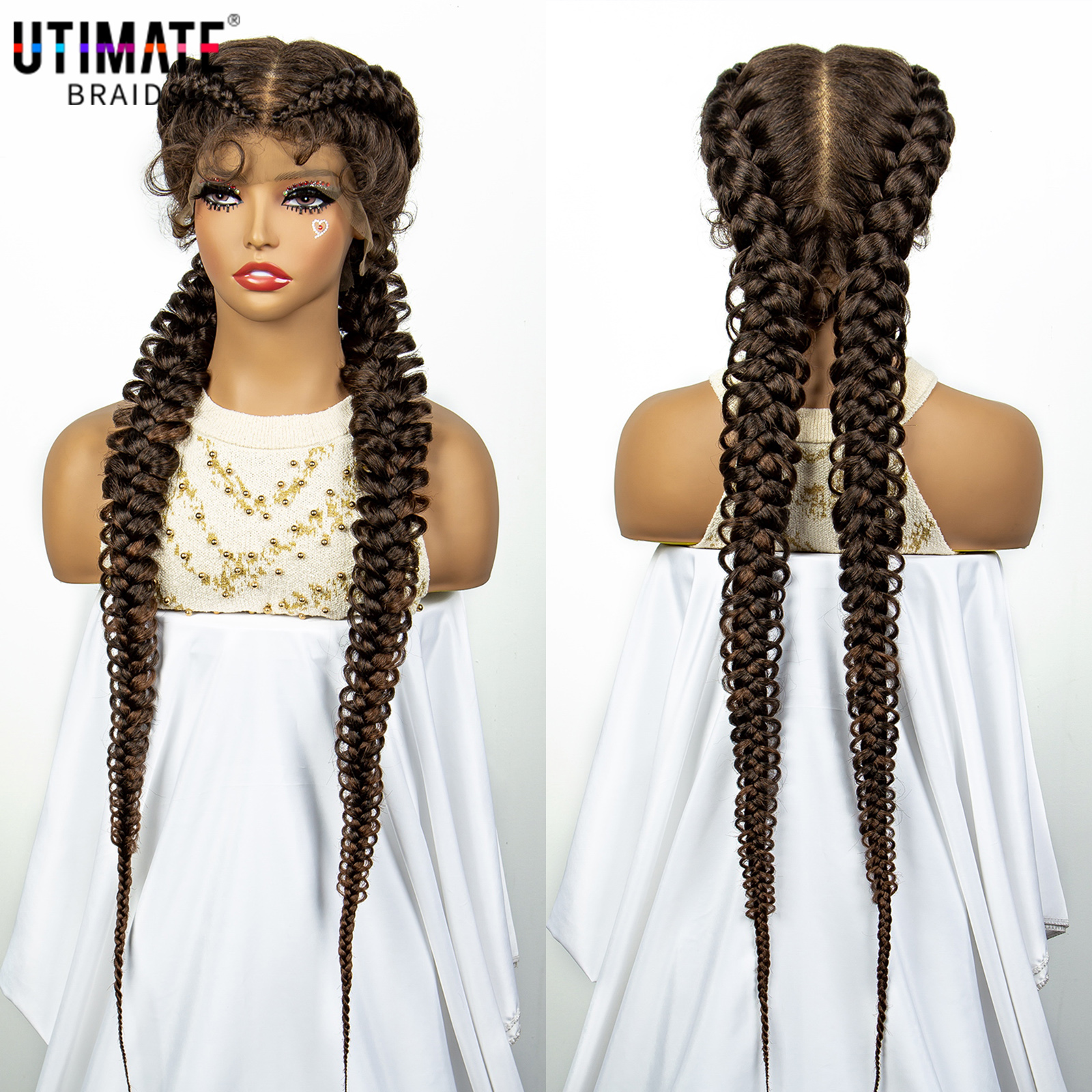 Braiding Hair Kanekalon - 1B/30 Dark Brown Synthetic Lace Frontal