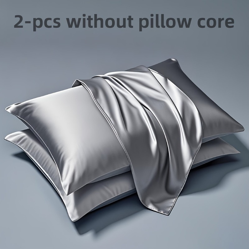 Satin Pillowcase Silk - 2-piece Set Solid Color Imitation Silk