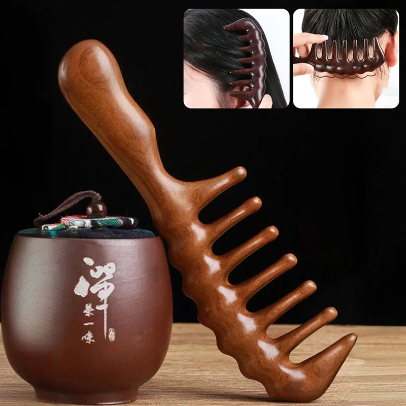 Detangling Wide Comb - Natural Sandalwood Hair Combs Anti-Static Wooden