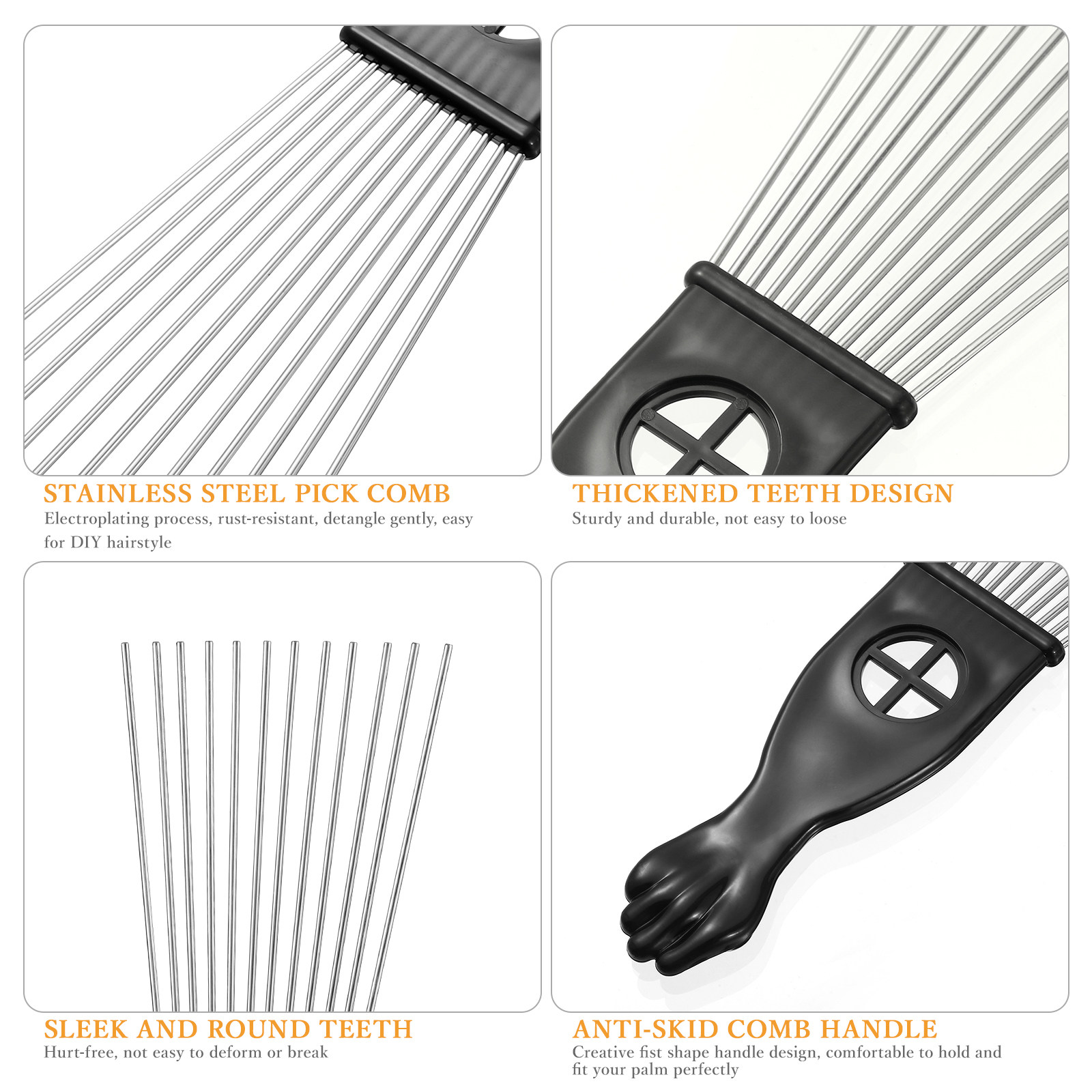 Metal Styling Pick Comb 2pcs F - Detangling Wide Comb recension och pris