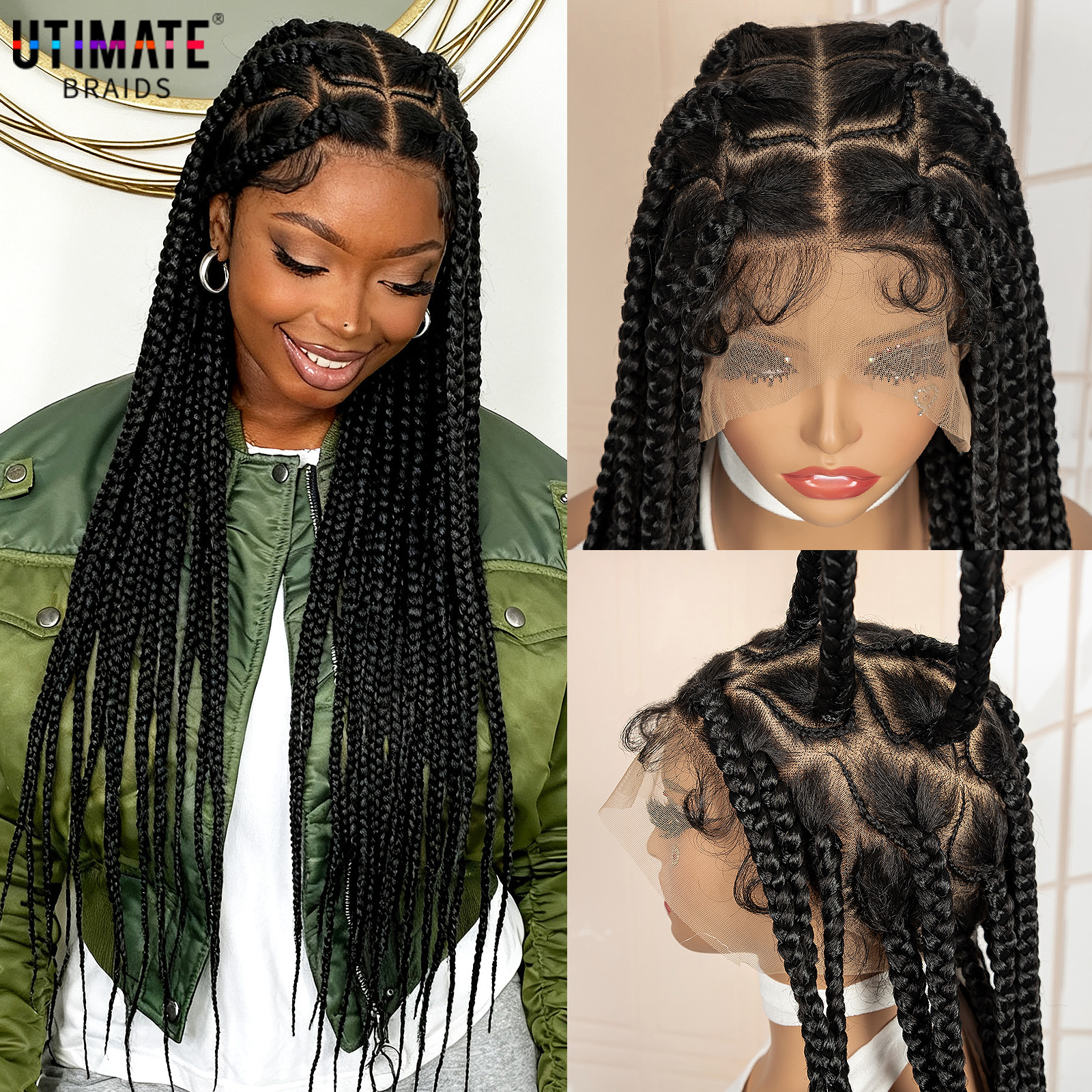 Synthetic Full Lace Braided Wi - Braiding Hair Kanekalon recension och pris