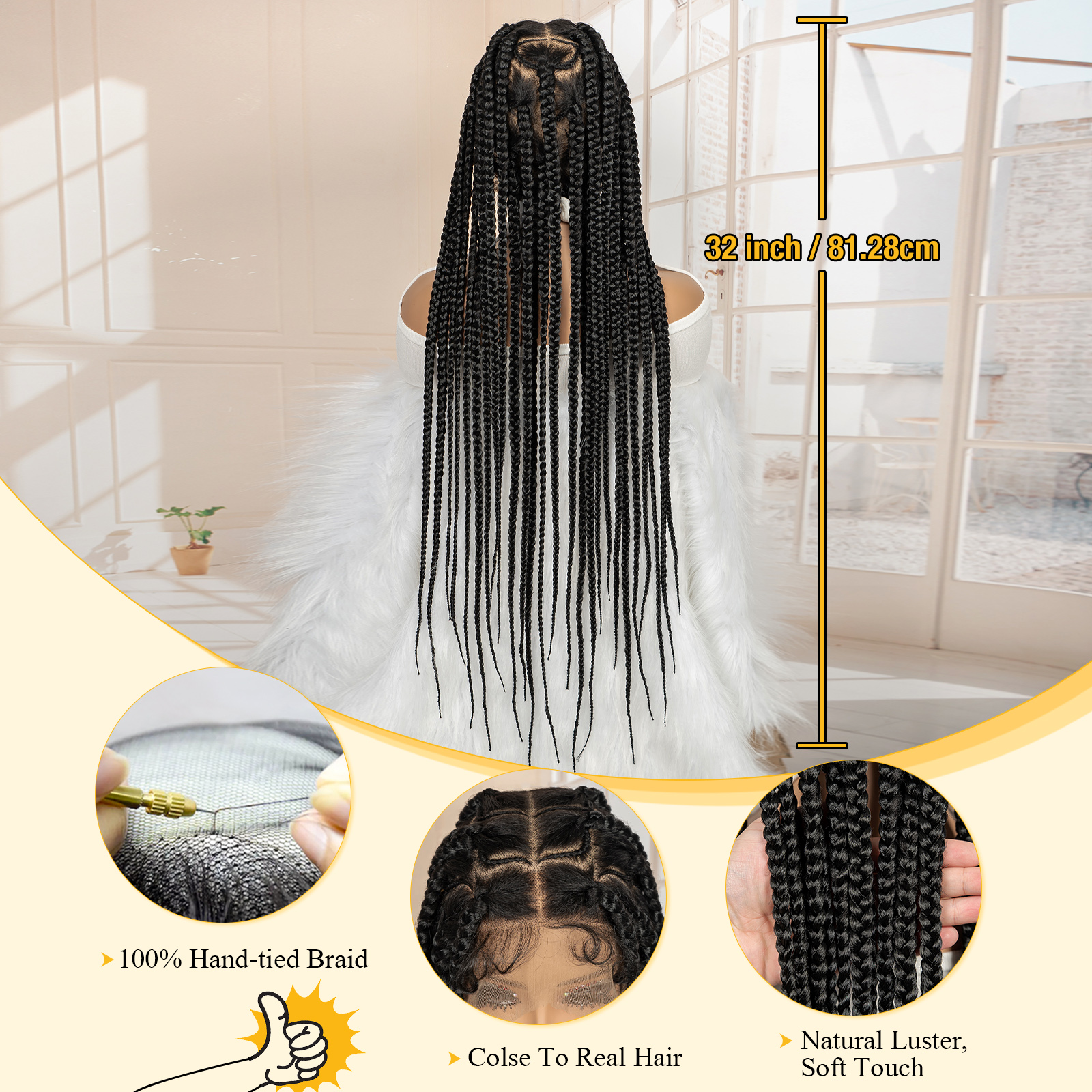 Synthetic Full Lace Braided Wi - Braiding Hair Kanekalon recension och pris