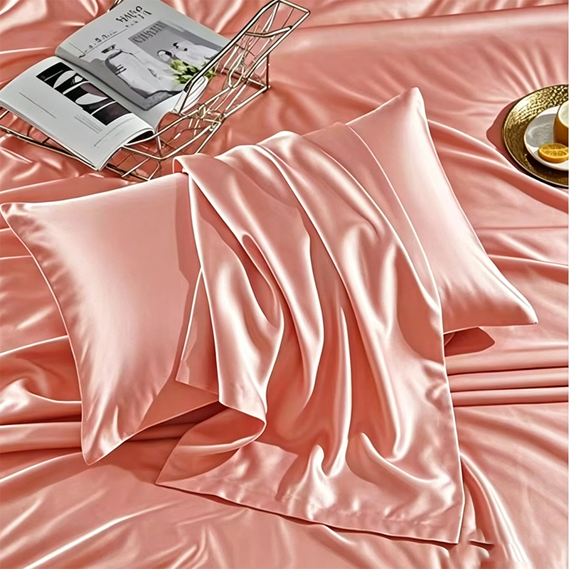 2-piece Set Solid Color Imitat - Satin Pillowcase Silk recension och pris