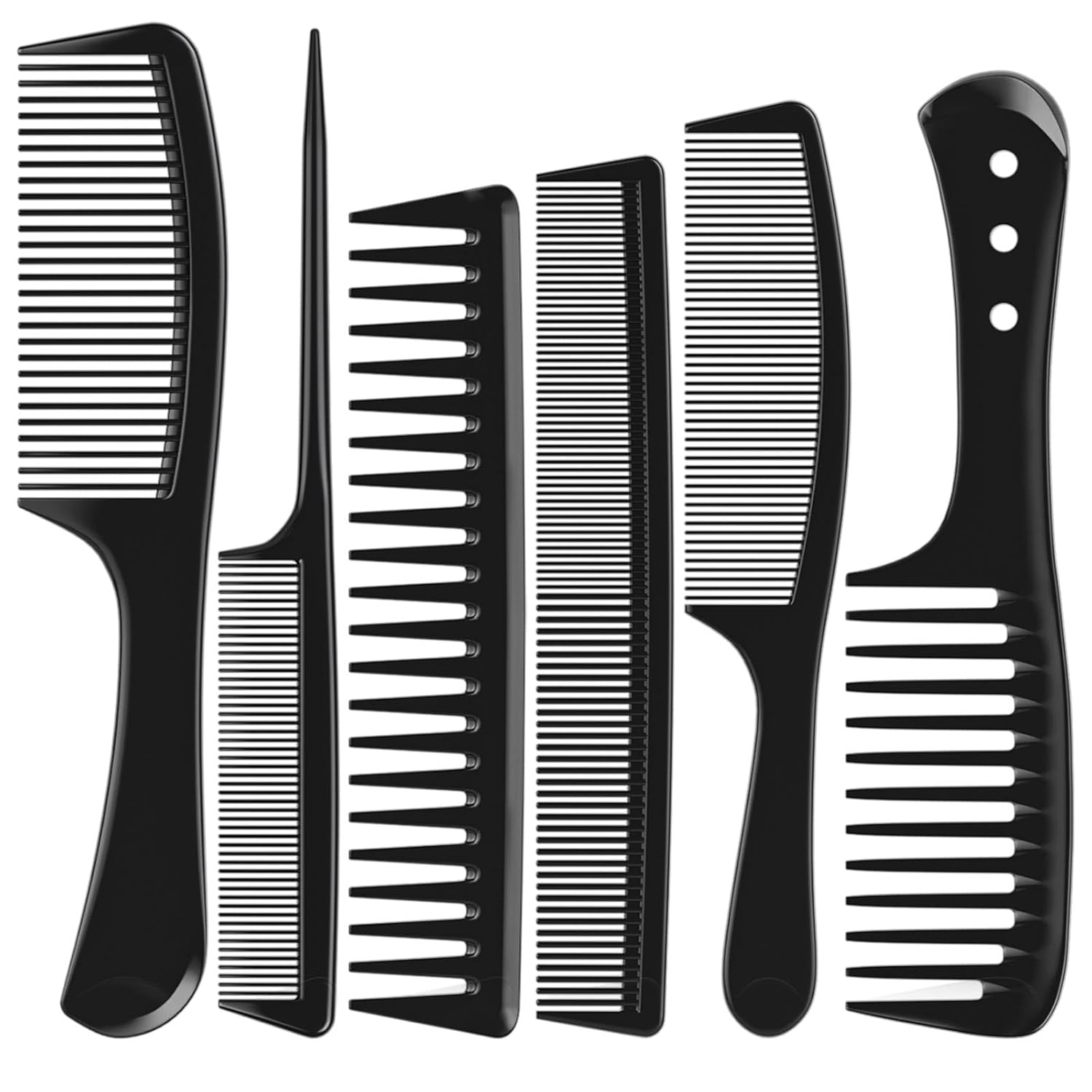 6 PCS Hair Comb Set Black, Dur - Detangling Wide Comb recension och pris