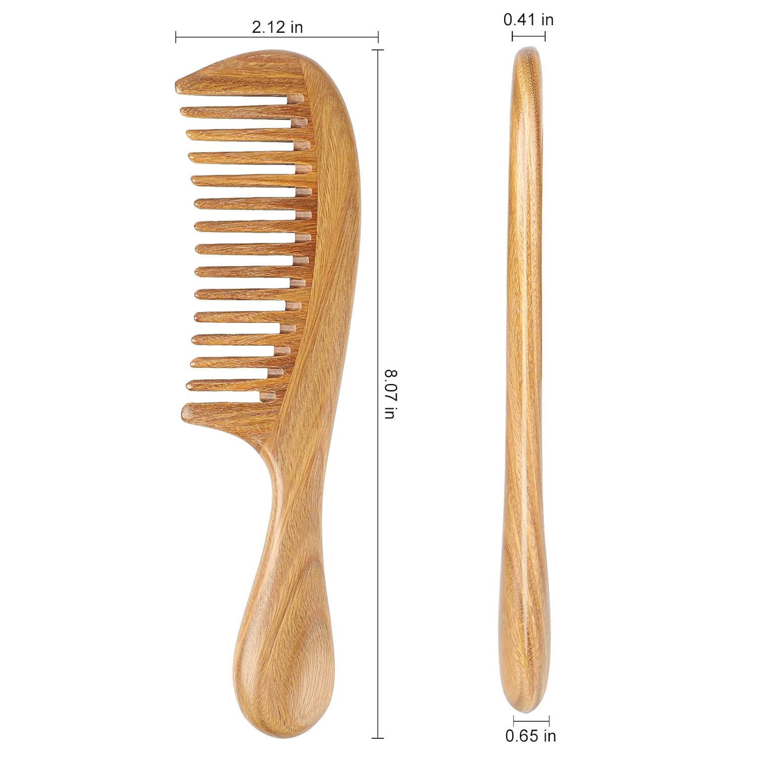 100% Natural Green Sandalwood  - Detangling Wide Comb recension och pris