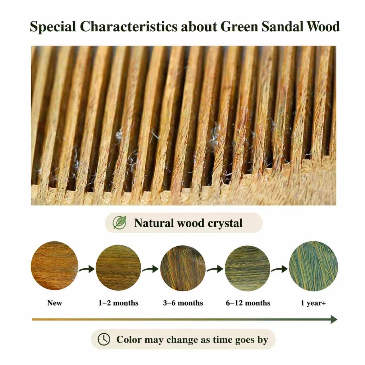 100% Natural Green Sandalwood  - Detangling Wide Comb recension och pris