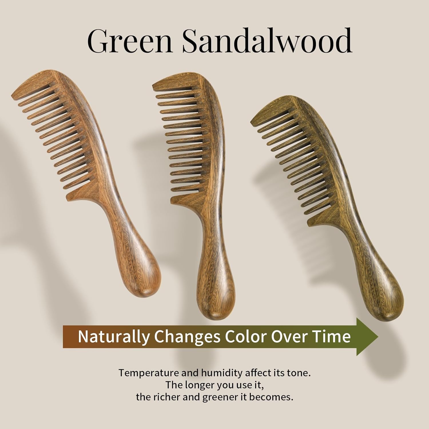 100% Natural Green Sandalwood  - Detangling Wide Comb recension och pris