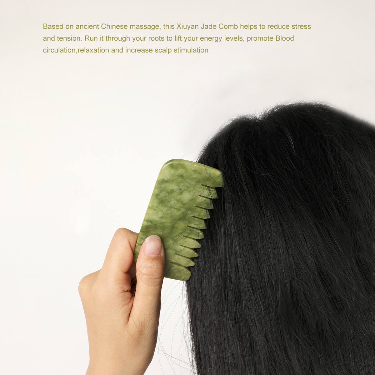 1pc Natural Jade Massage Comb  - Detangling Wide Comb recension och pris