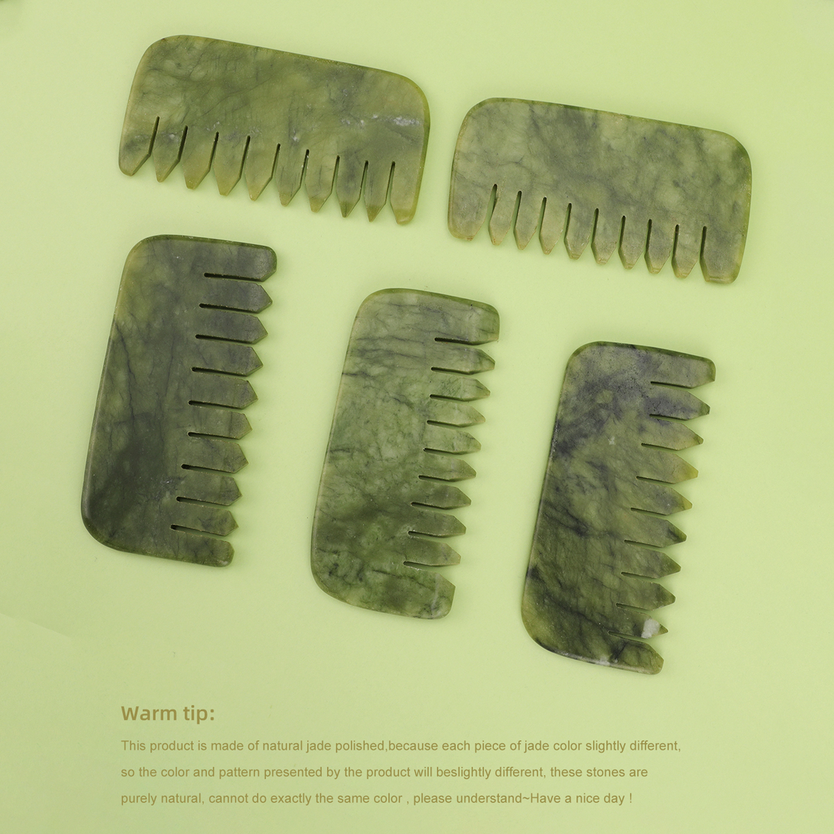 1pc Natural Jade Massage Comb  - Detangling Wide Comb recension och pris