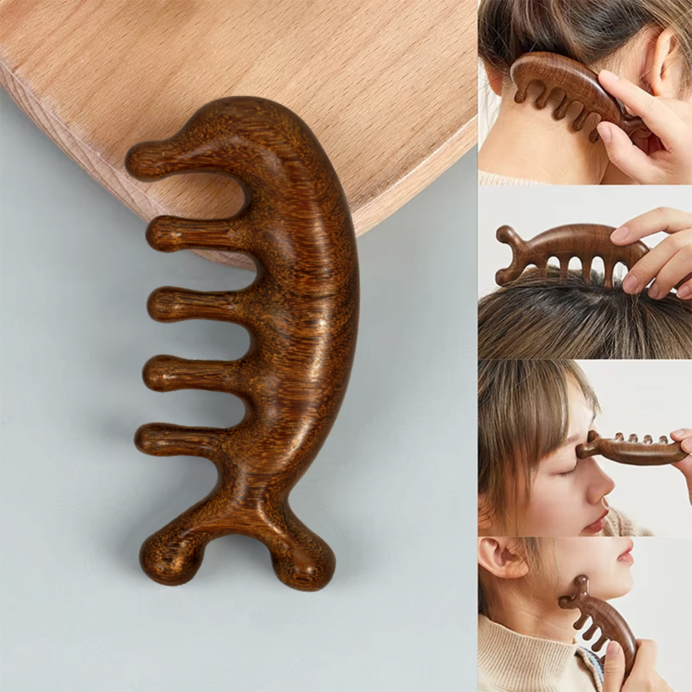Sandalwood Massage Comb Head M - Detangling Wide Comb recension och pris