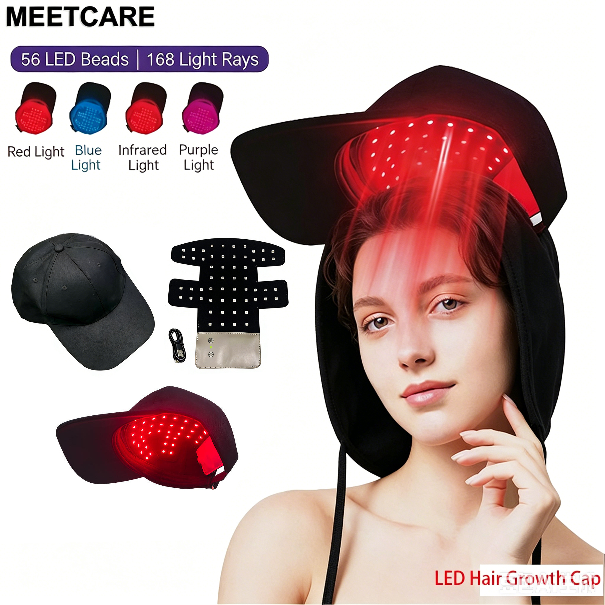 LED Hair Growth Helmet Cap wit - Hair Care Routine recension och pris